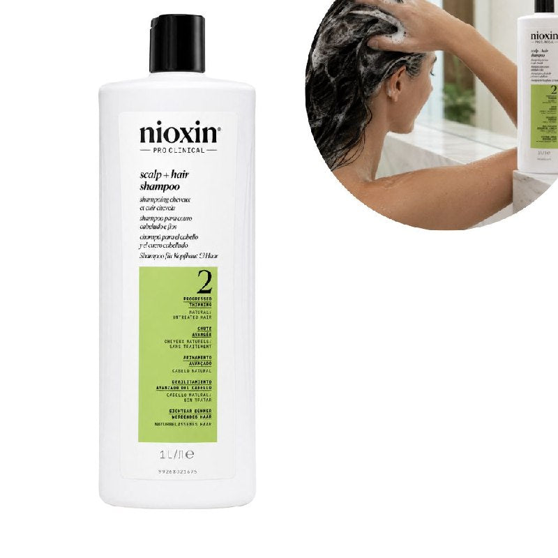 SHAMPOO PURIFICANTE, DENSIFICADOR Y FORTALECEDOR PARA CABELLO DELGADO CON NIACINAMIDA Y ACITE DE MENTA NIOXIN 1000ML