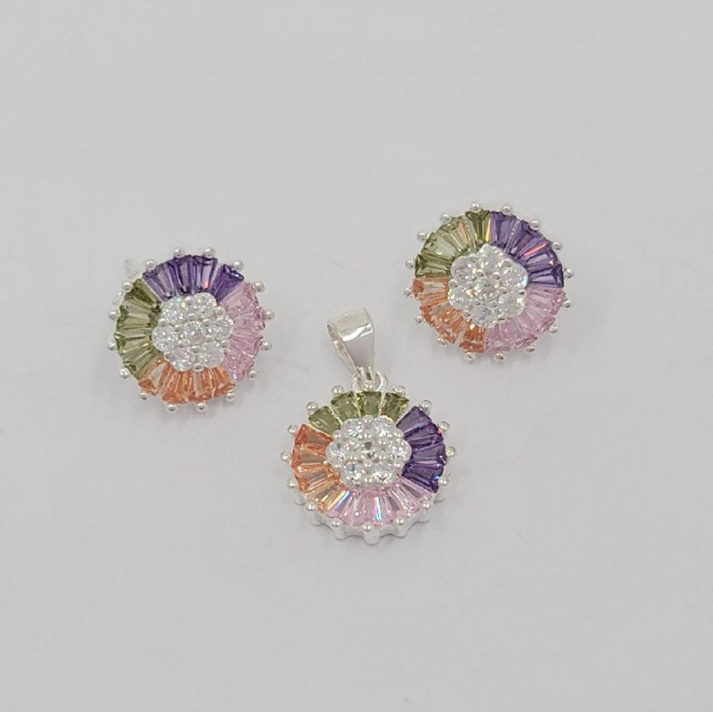 PSET2265 SET FORMA FLOR REDONDA PLATA 9.25