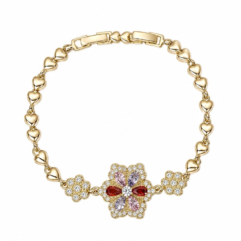 PULSERA DE ENCHAPE PARA DAMA CON DISEÑO DE FLOR