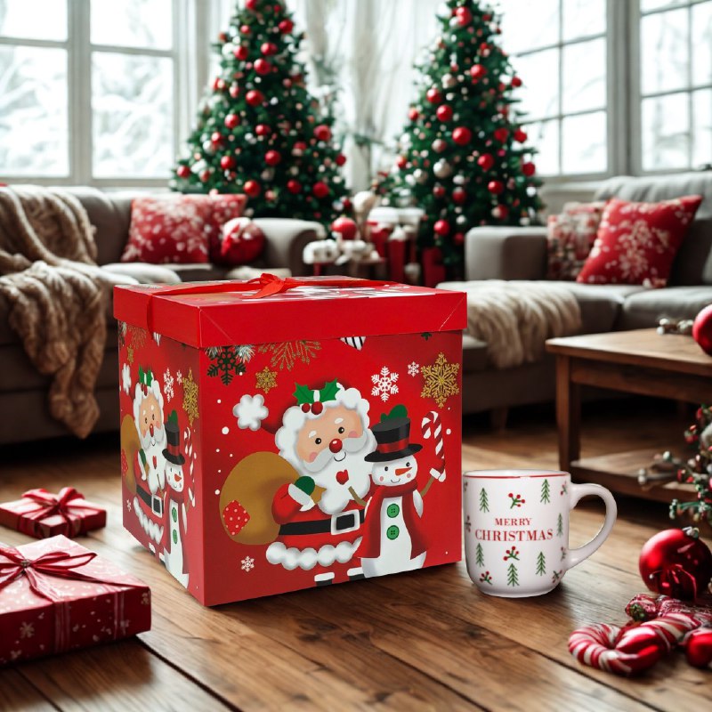 CAJA DE REGALO NAVIDEÑA EXTRA GRANDE 30X30CM