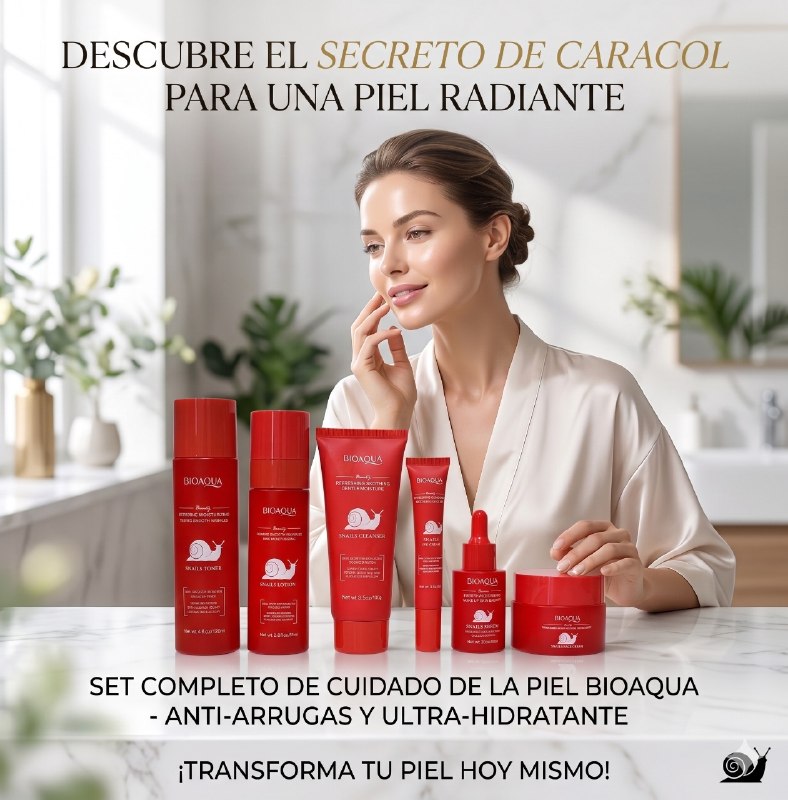 SET DE CUIDADO FACIAL REAFIRMANTE, REGENERADOR E HIDRATANTE DE BABA DE CARACOL BIOAQUA 6PCS
