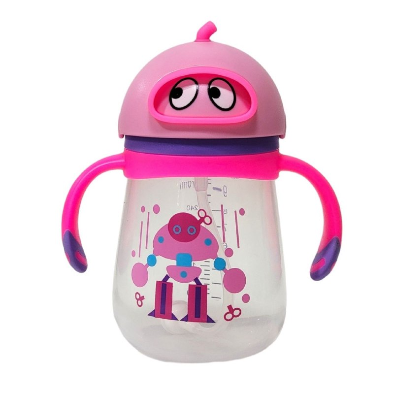 VASO ENTRENADOR ANTIDERRAME TIPO BIBERON CON PAJILLA PARA BEBES SMILY BABY 300ML