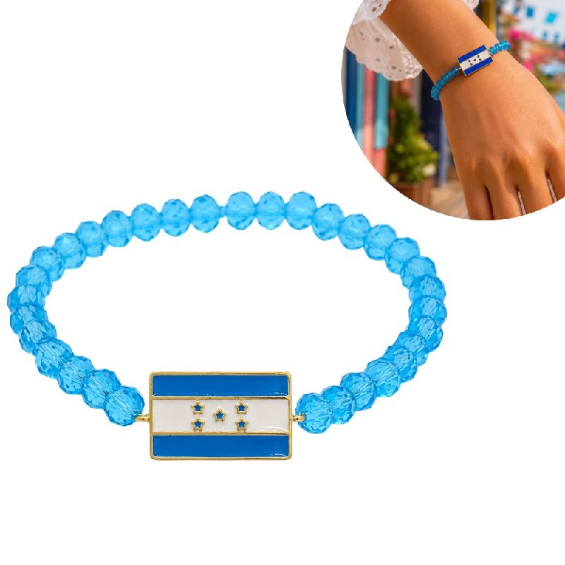 PULSERA DE ENCHAPE ELASTICA PARA DAMA CON DISEÑO DE HONDURAS