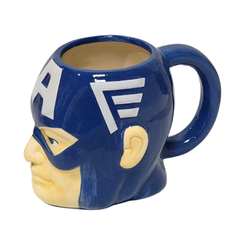 TAZA DE CERAMICA, RESISTENTE AL CALOR, MANGO CREATIVO DISEÑO ABS MARVEL CAPITAN AMERICA