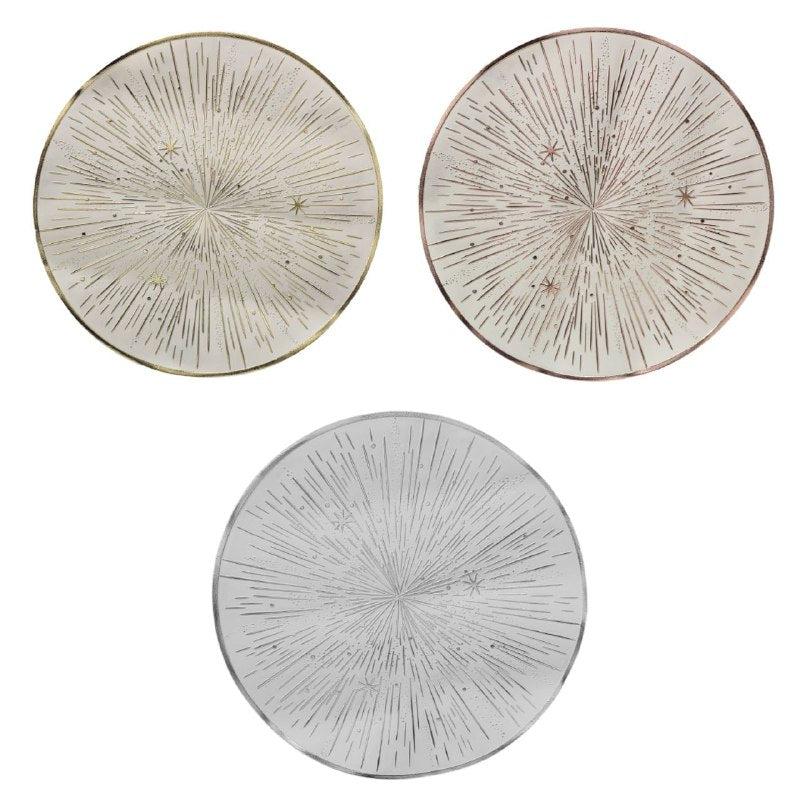 MANTEL PARA MESA REDONDO DE PVC DISEÑO RÁFAGA DE ESTRELLAS 38CM