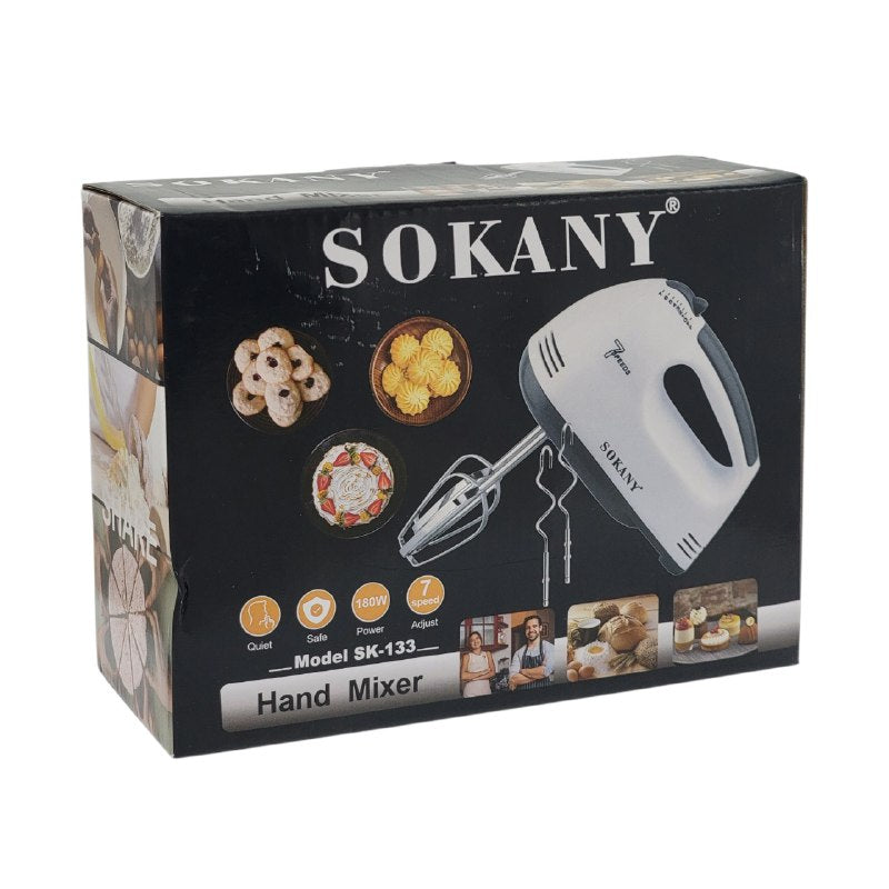 MAQUINA BATIDORA DE MANO DE 7 VELOCIDADES SUAVES, POTENCIA DE 180W, MEZCLA RAPIDA SOKANY SK-133