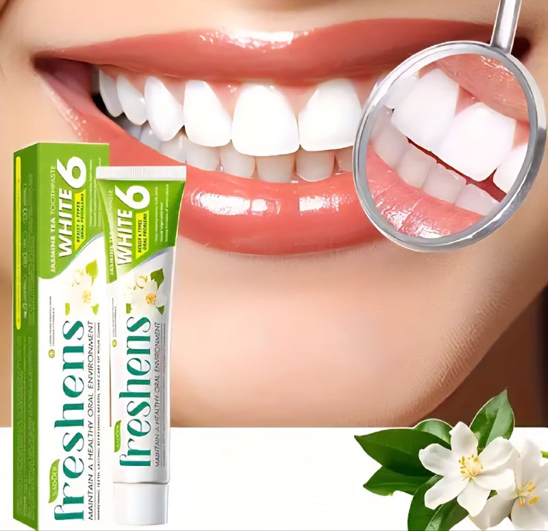 PASTA DE DIENTES, DE TE DE JAZMIN, LIMPIA PROFUNDAMENTE LAS MANCHAS DIFICILES Y EL SARRO BLANDO DE LOS DIENTES, ELIMINA LOS DIENTES AMARILLOS, CUIDA LAS ENCIAS Y REFRESCA EL ALIENTO SADOER 100G