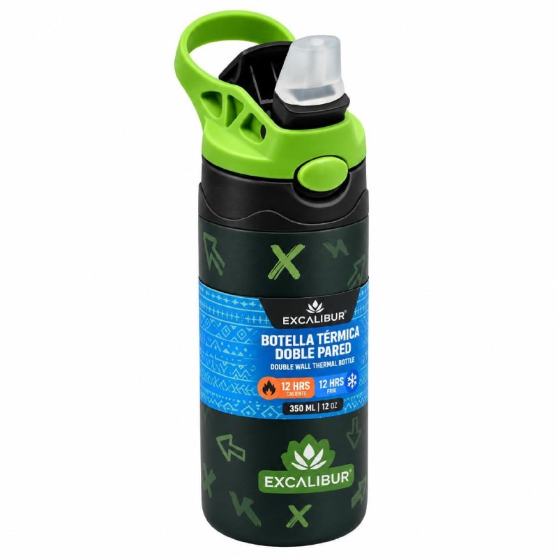 BOTELLA TERMICA DE DOBLE PARED CON ASA PARA NIÑOS EXCALIBUR 350ML