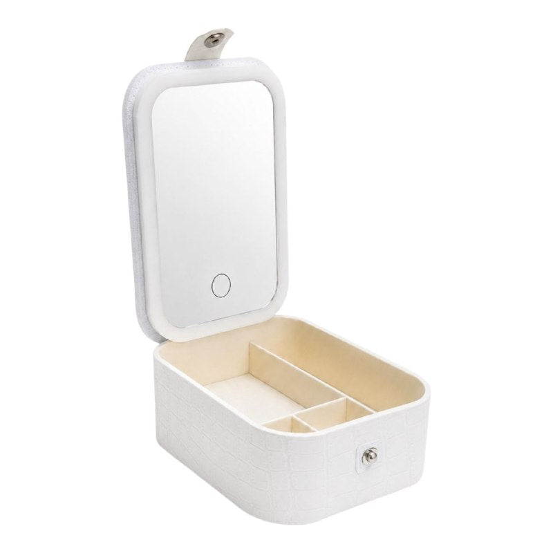 ESPEJO DE MAQUILLAJE DE MESA CON LUZ LED Y ESTUCHE ORGANIZADOR 17.1X12.2CM