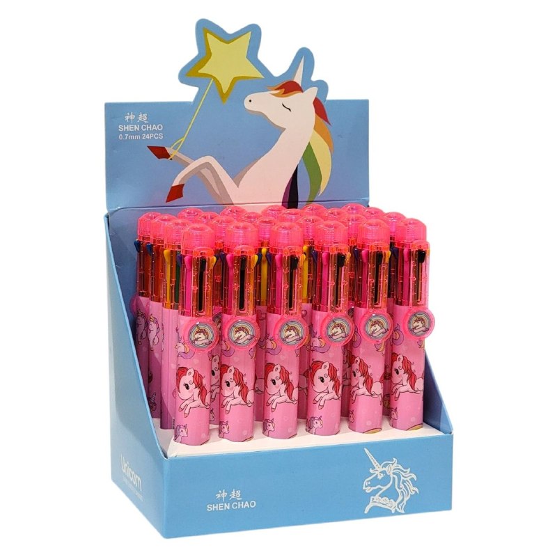 LAPIZ TINTA BOLIGRAFO MULTICOLOR 8 EN 1, DISEÑO DE UNICORNIO SHENCHAO EIGH COLOR PEN