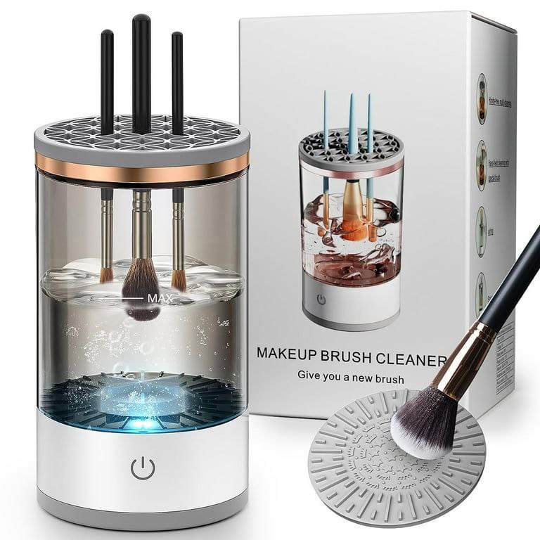 MAQUINA LIMPIADORA DE BROCHAS DE MAQUILLAJE ELECTRICO 3 EN 1 SOPORTE GIRATORIO