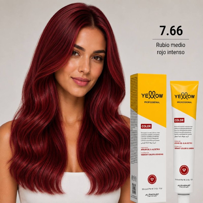 TINTE PERMANENTE PARA EL CABELLO CON ACEITE DE ARGAN Y ALOETRIX TONO 7.66 RUBIO MEDIO ROJO INTENSO ALFAPARF 100ML