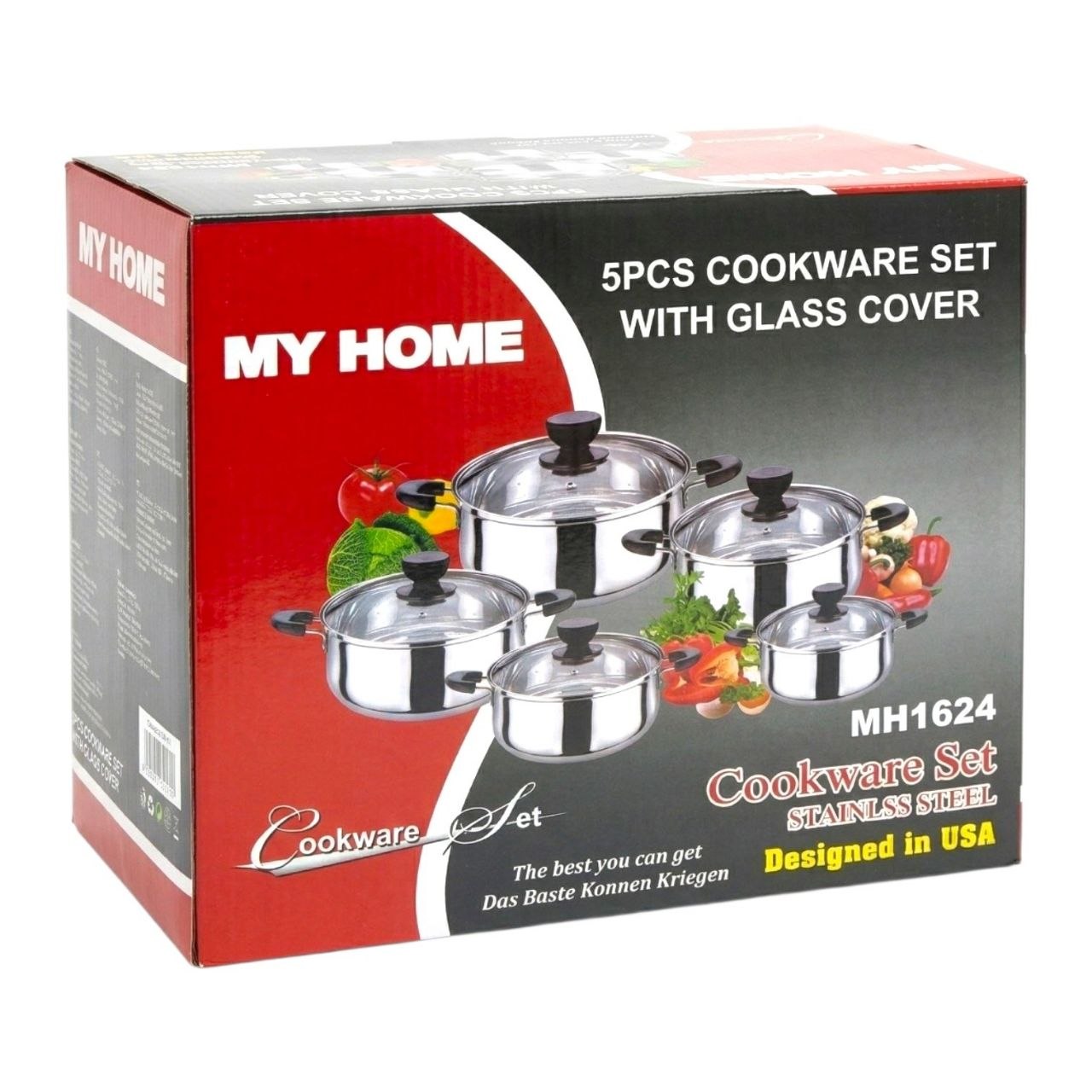 JUEGO DE OLLAS PROFESIONALES DE ACERO INOXIDABLE 5PCS MY HOME