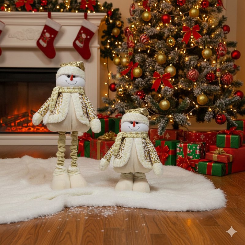 DECORACION ADORNO NAVIDEÑO PELUCHE MUÑECO DE HOMBRE DE NIEVE O SANTA CLAUS ELEGANTE Y LINDO