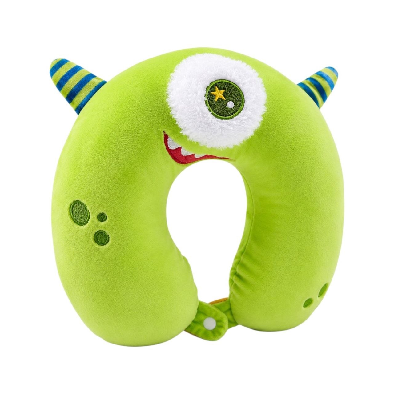 ALMOHADA DE VIAJE DE FELPA PARA NIÑOS COJÍN ERGONÓMICO DE CUELLO CON DISEÑO DE MONSTRUITO BENELI HOME 29x33 CM