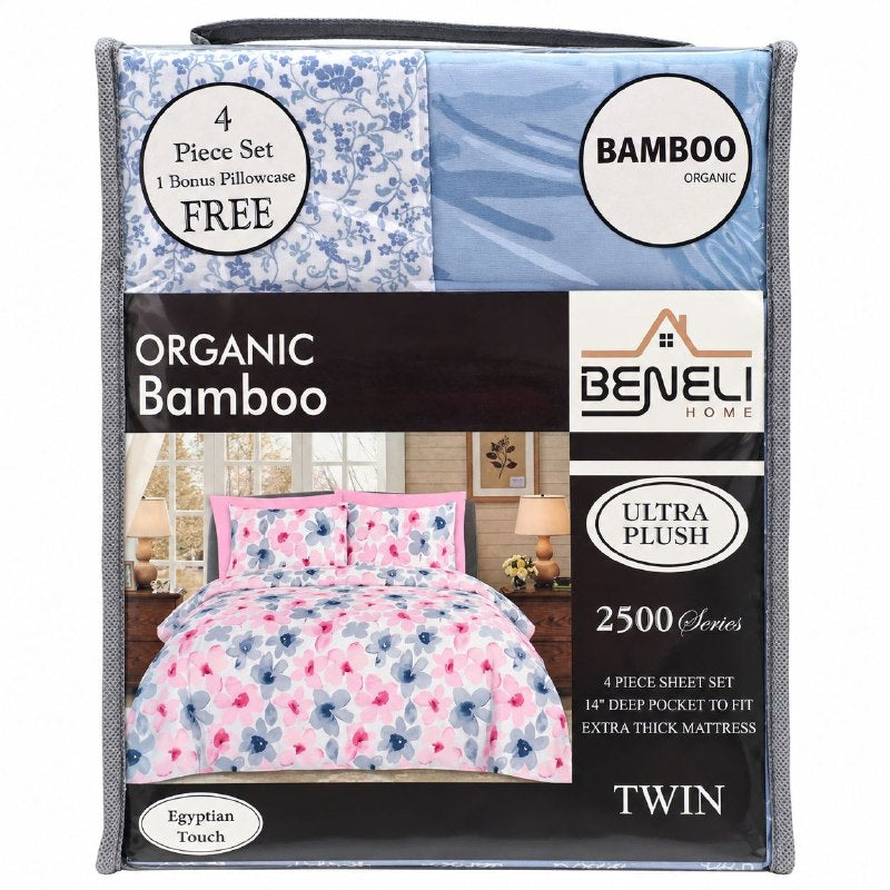 JUEGO DE SABANAS INDIVIDUAL DE 4 PIEZAS DE MICROFIBRA Y BAMBU BENELI HOME