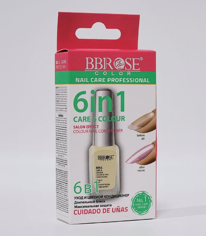 ESMALTE ACONDICIONADOR DE UÑAS 6 EN 1 CUIDADO Y COLOR REGENERA UÑAS DAÑADAS BBROSE 14ML