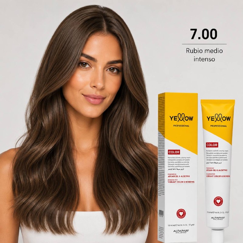 TINTE PERMANENTE PARA EL CABELLO CON ACEITE DE ARGAN Y ALOETRIX TONO 7.00 RUBIO MEDIO INTENSO ALFAPARF 100ML