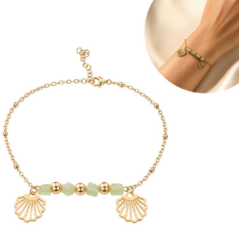 PULSERA DE ENCHAPE PARA DAMA CON DISEÑO DE CONCHA DE MAR 26CM