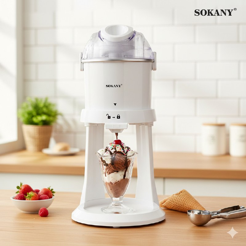 MAQUINA PARA HACER HELADOS ICE CREAM REFRIGERACION EFICIENTE, PRODUCCION RAPIDA Y FACIL DE LIMPIAR CAPACIDAD DE 1L SOKANY SK-03070 15X33CM