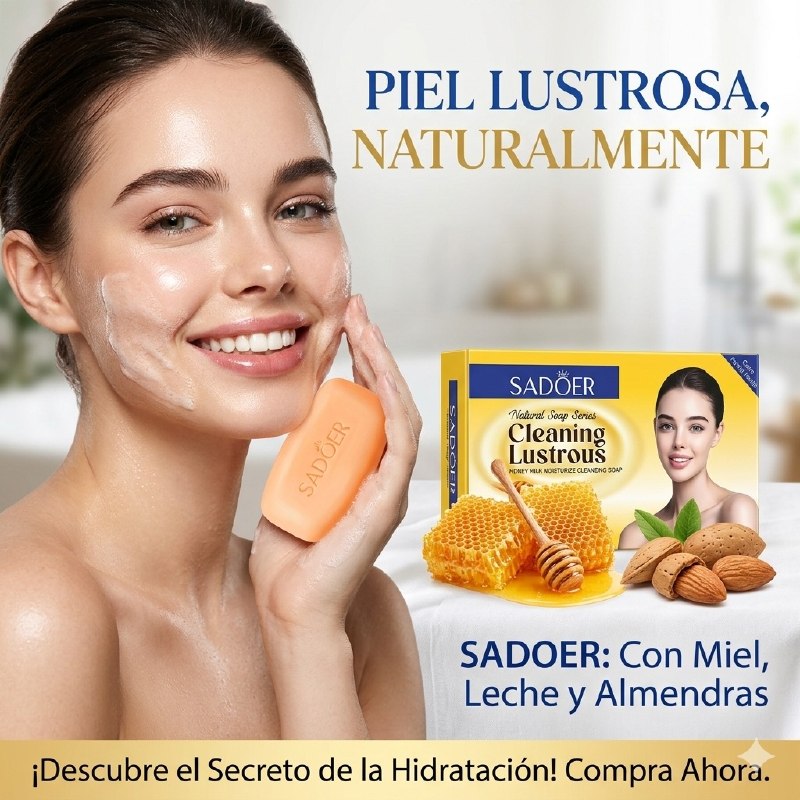 JABON FACIAL EN BARRA DE EXTRACTO DE LECHE Y MIEL QUE ELIMINA IMPUREZAS Y GRASA SADOER 100G