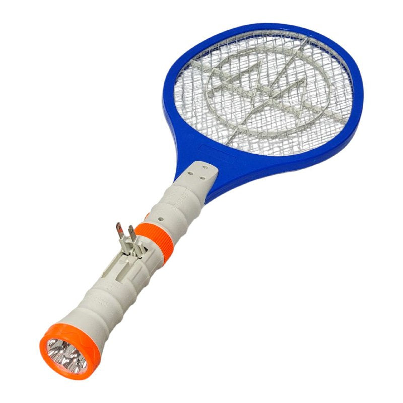 RAQUETA MATA MOSQUITOS ELECTRICA 2 EN 1, CON FOCO DE MANO, ALTA ENERGIA, ENCHUFE PLANO LUMILED