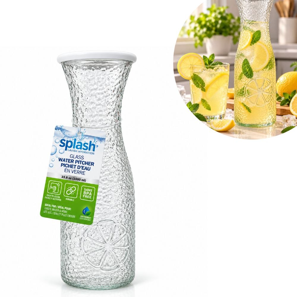 JARRA DE VIDRIO CON DISEÑO DE FRUTA SPLASH 1000ML