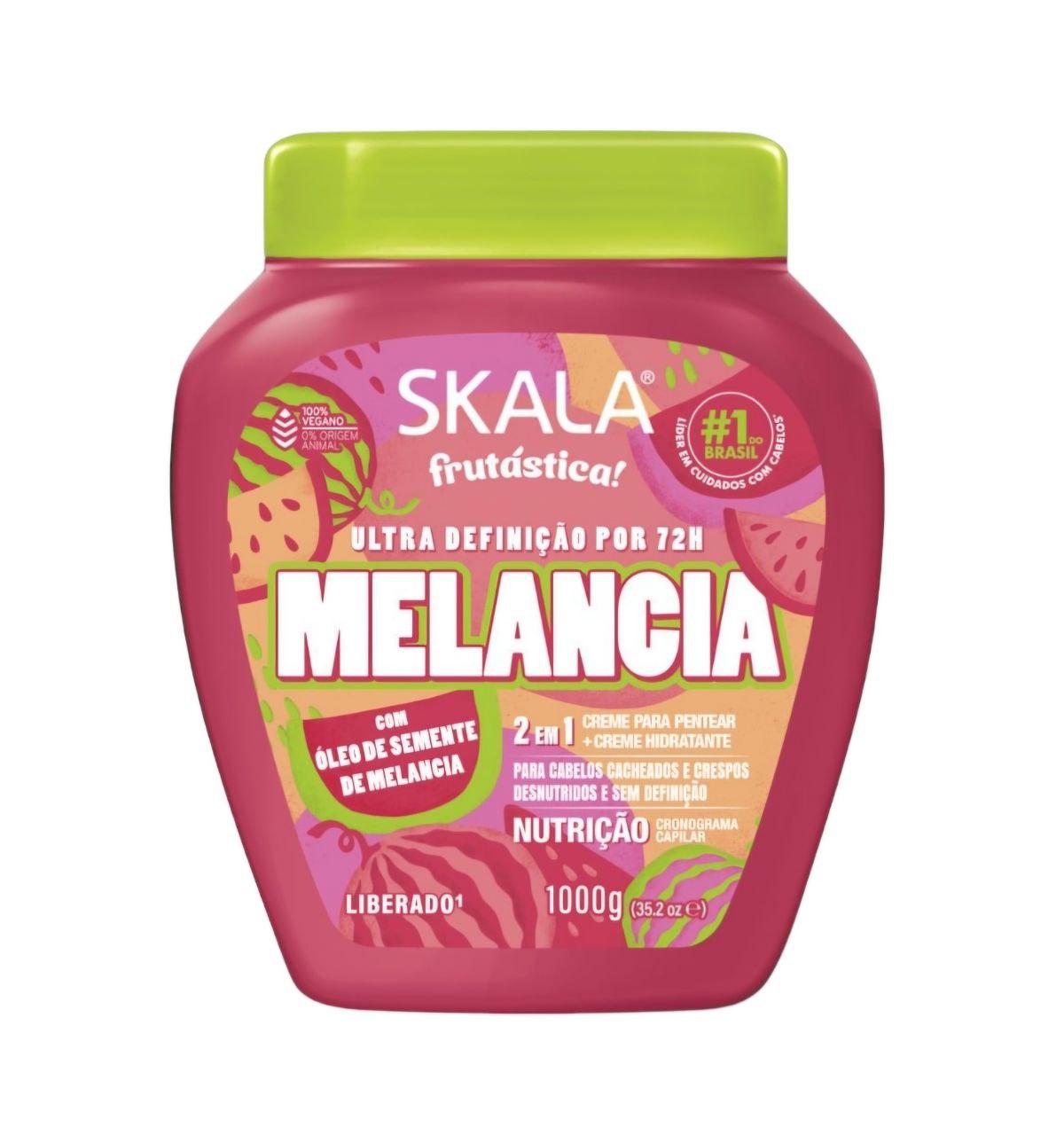 CREMA PARA PEINAR 2 EN 1, CREMA HIDRATANTE ACONDICIONADORA CON ACEITE DE SEMILLA DE SANDIA PARA CABELLOS RIZADOS Y ENCRESPADOS SKALA FRUTASTUCA ULTRA 1000G
