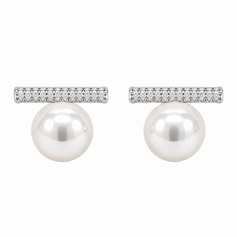 ARITOS DE ENCHAPE PARA DAMA CON DISEÑO DE PERLA 1CM