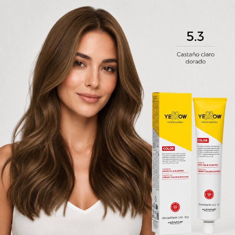 TINTE PERMANENTE PARA EL CABELLO CON ACEITE DE ARGAN Y ALOETRIX TONO 5.3 CASTAÑO CLARO DORADO ALFAPARF 100ML