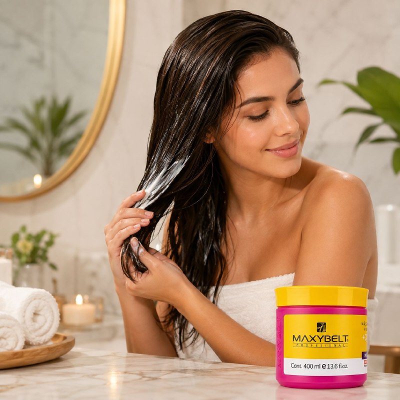 TRATAMIENTO CAPILAR NUTRITIVO Y CREMA DE PEINAR ANTI FRIZZ CON KERATINA Y COLAGENO MAXYBELT 400ML