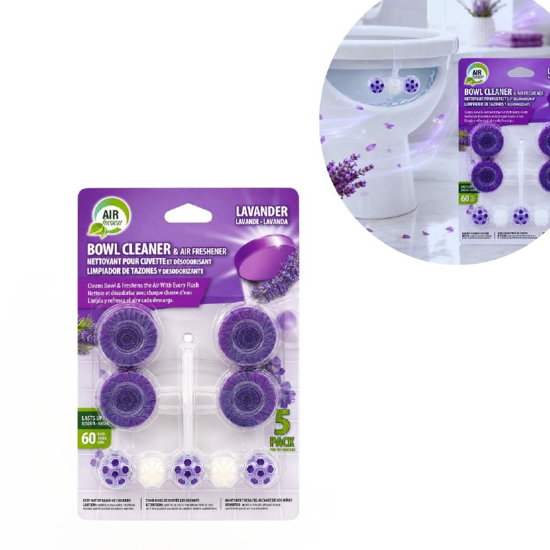 PASTILLAS LIMPIADORAS Y DESODORANTES PARA SANITARIOS CON AROMA A LAVANDA AIR FUSION 5PCS