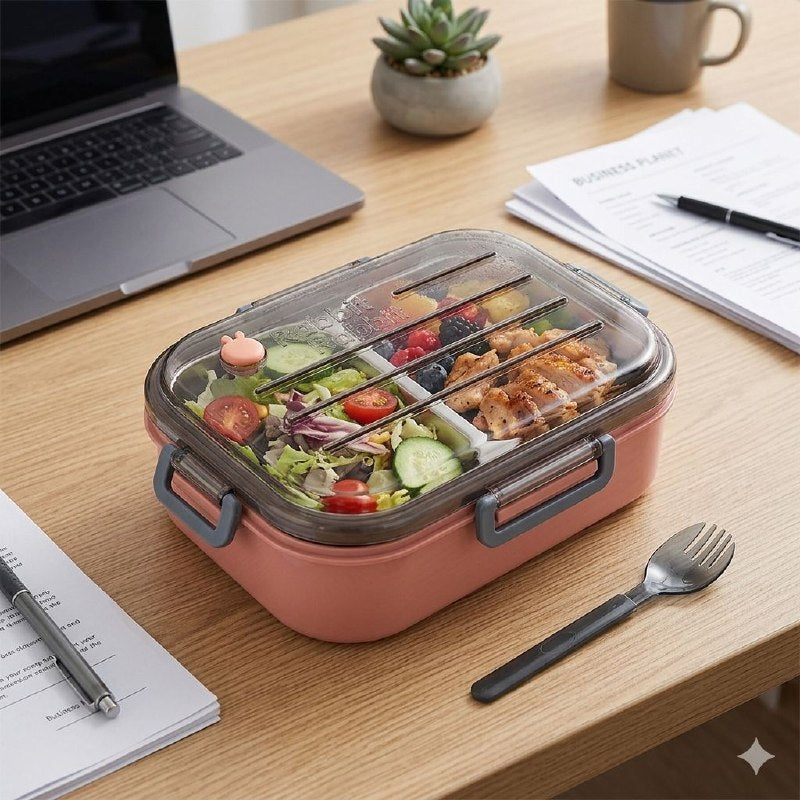 RECIPIENTE PANA PARA ALIMENTOS CON BANDEJA DE ACERO INOXIDABLE Y DOBLE CAPA LOTUS 20X15X6CM