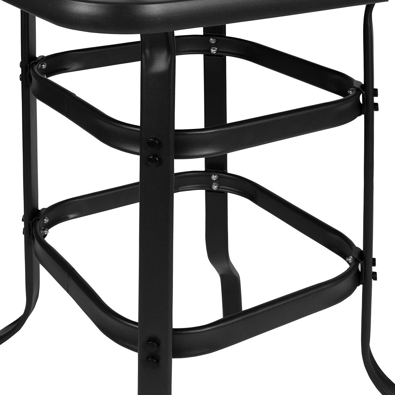MESA COMEDOR DE BISTRO PARA PATIO AL AIRE LIBRE, CON 2 SILLAS DE METAL INCLUIDAS, MESA ALTA CON BATTA DE VIDRIO TEMPLADO HOMESTAR 104X80X49CM