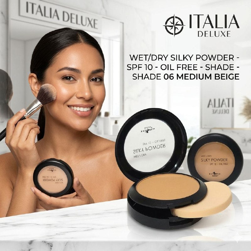 POLVO COMPACTO LIGERO COBERTURA LIGERA TONO 06 MEDIUM BEIGE ITALIA DELUXE 8G