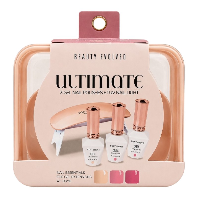 SET DE ESMALTE PARA UÑAS EN GEL CON LAMPARA UV PROFESIONAL BEAUTY EVOLVED 10MLX3