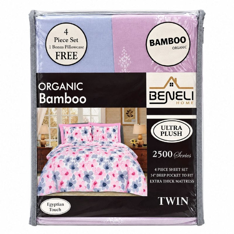 JUEGO DE SABANAS INDIVIDUAL DE 4 PIEZAS DE MICROFIBRA Y BAMBU BENELI HOME