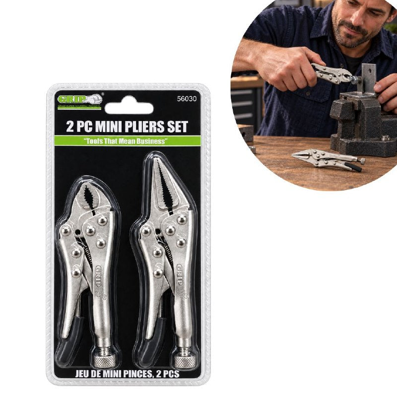 SET DE 2 HERRAMIENTAS TENAZA O ALICATES DE PRESION DE BLOQUEO AUTOMATICO 16CM Y 14CM GRIP
