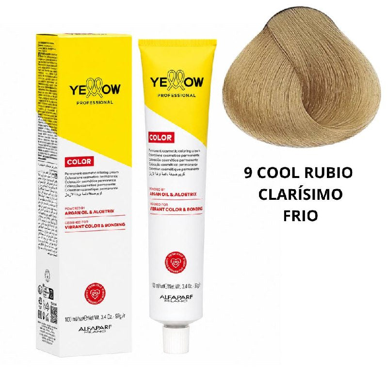 TINTE PERMANENTE PARA EL CABELLO CON ACEITE DE ARGAN Y ALOETRIX TONO 9 COOL RUBIO CLARISIMO FRIO ALFAPARF 100ML