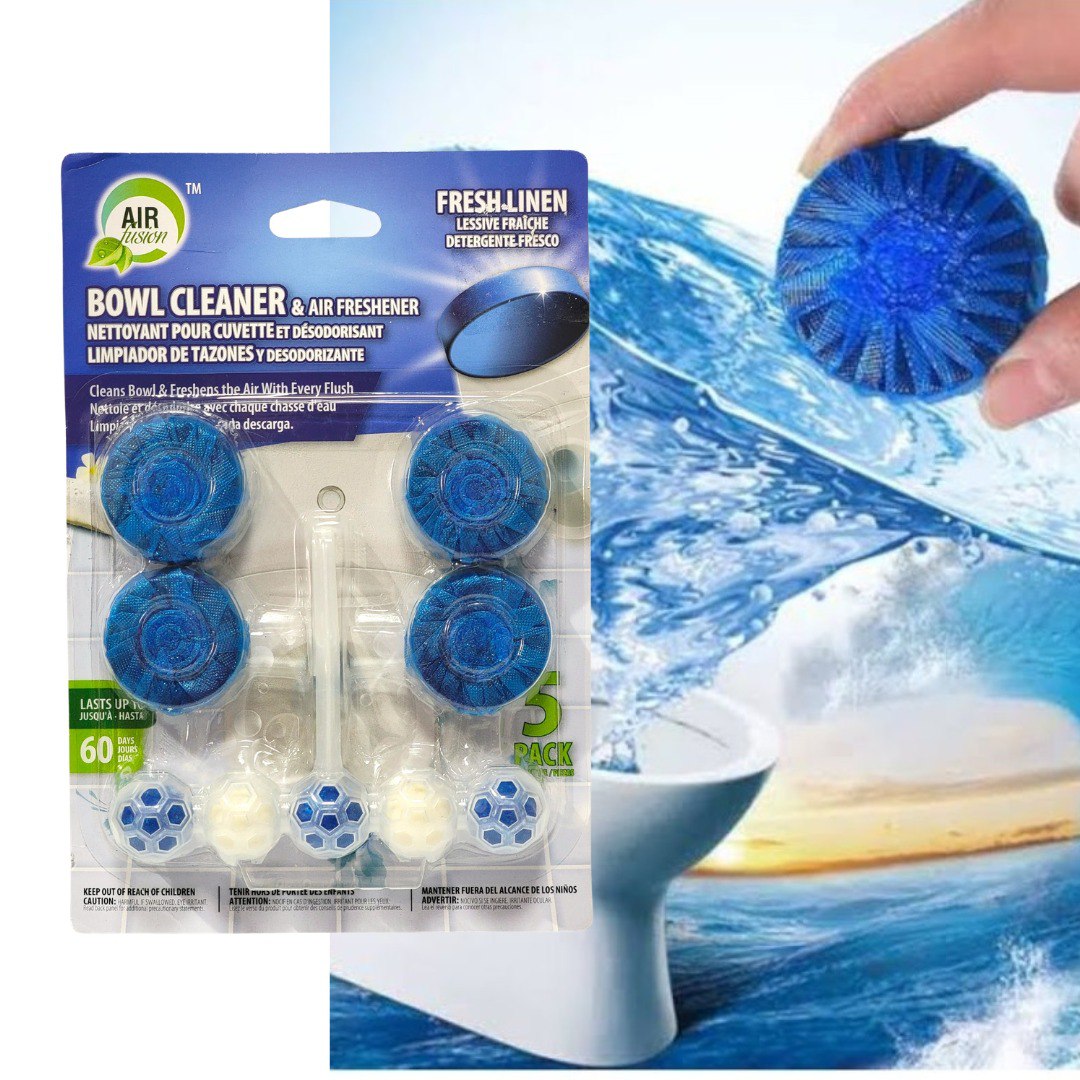 LIMPIADOR DE INODOROS Y AMBIENTADOR AROMA FRESCO 5PCS AIR FUSION
