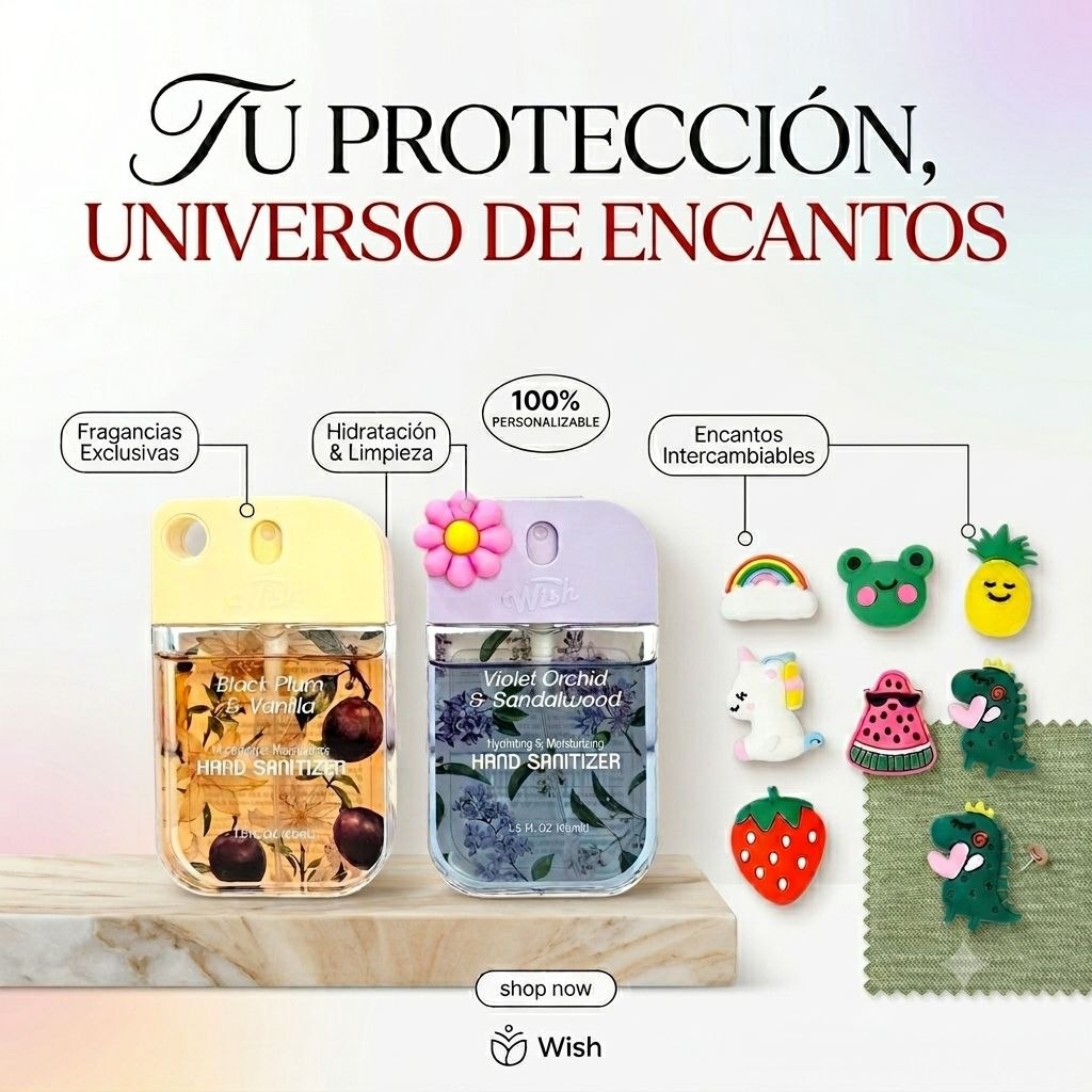 SPRAY DESINFECTANTE DE MANOS HIDRATANTE CON FIGURAS COLECCIONABLES WISH 45ML