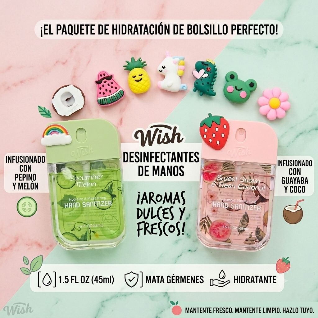 SPRAY DESINFECTANTE DE MANOS HIDRATANTE CON FIGURAS COLECCIONABLES WISH 45ML