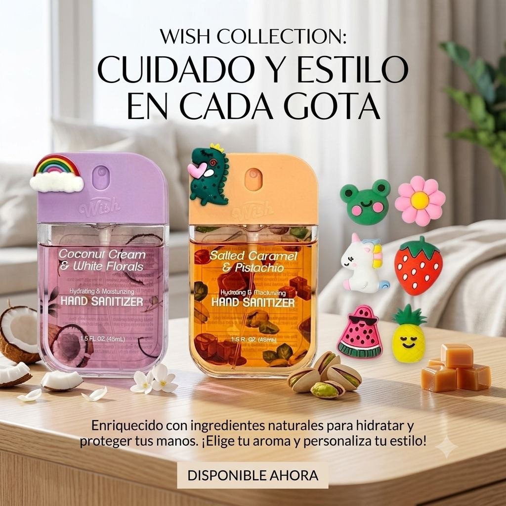 SPRAY DESINFECTANTE DE MANOS HIDRATANTE CON FIGURAS COLECCIONABLES WISH 45ML