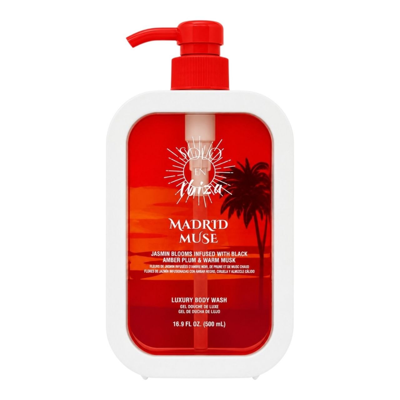 GEL DE DUCHA RELANJANTE E HIDRATANTE DE FLORES DE JAZMIN Y AMBAR NEGRO MADRID MUSE SOLO EN IBIZA 500ML