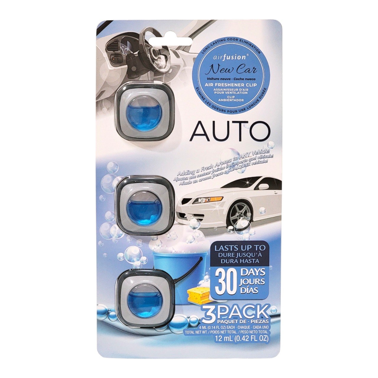 AMBIENTADOR PARA VENTILACION DE CARRO AROMA CARRO NUEVO AIRFUSION 3X12ML