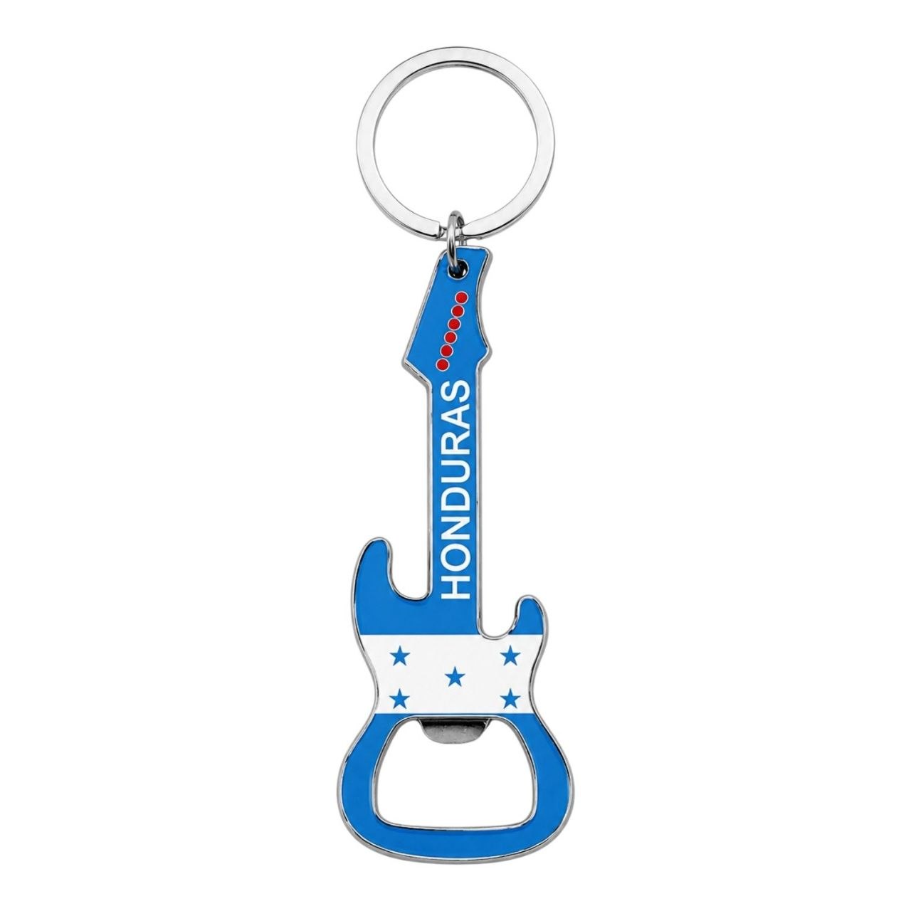 LLAVERO DESTAPADOR CON FORMA DE GUITARRA BANDERA DE HONDURAS