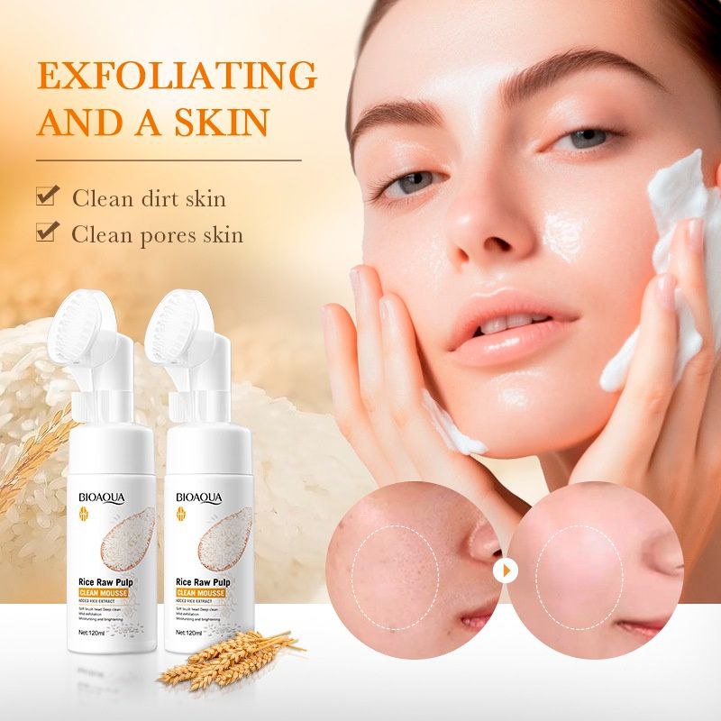 LIMPIADOR FACIAL HIDRATANTE EN ESPUMA DE PULPA CRUDA DE ARROZ BIOAQUA 120ML