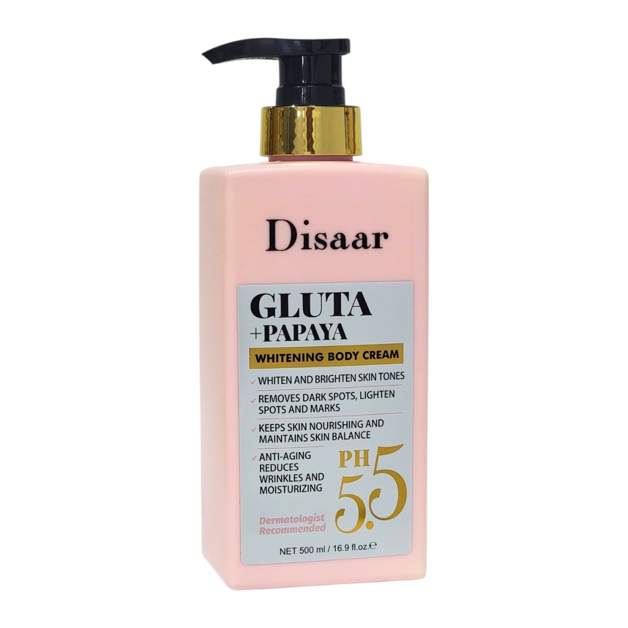 CREMA CORPORAL BLANQUEADORA Y ILUMINADORA CON GLUTATION Y PAPAYA FERULICO DISAAR 500ML