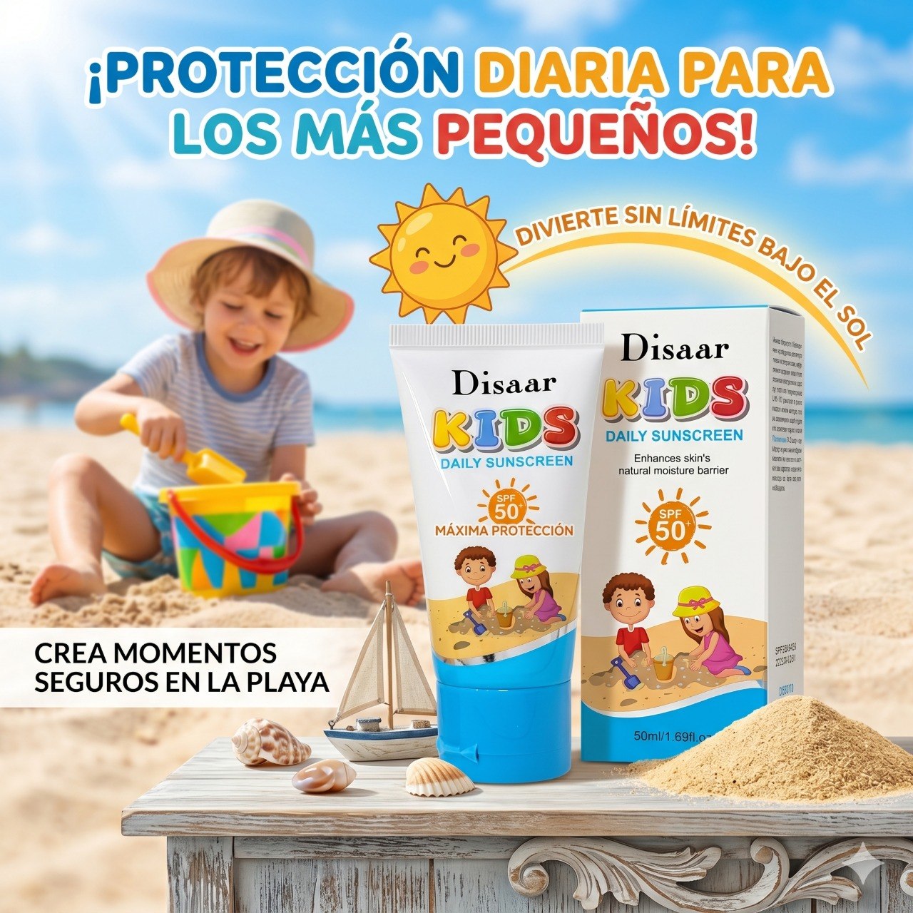 PROTECTOR SOLAR INFANTIL DE USO DIARIO SPF50 DISAAR 50ML