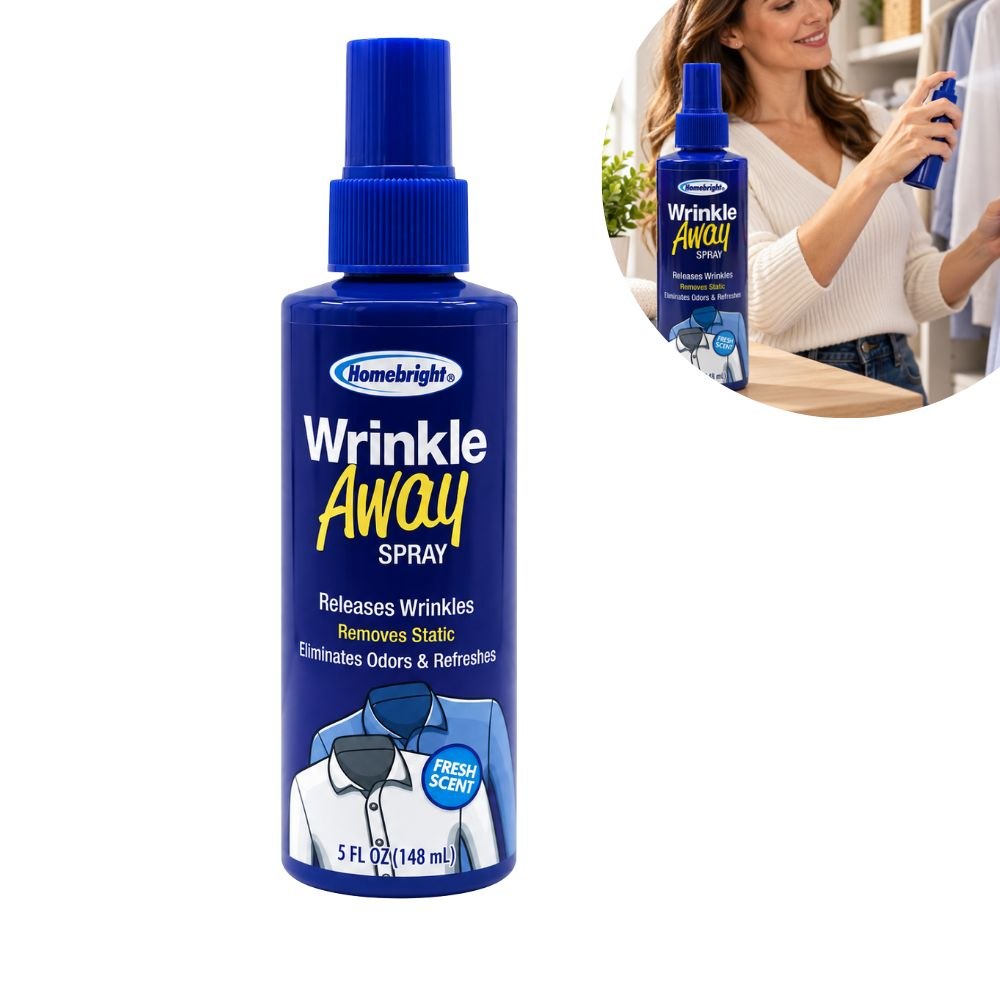SPRAY ELIMINADOR DE ARRUGAS Y ANTIESTÁTICO PARA ROPA HOMEBRIGHT 148ML